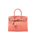 Birkin Handbag Orange Clemence with Palladium Hardware 30