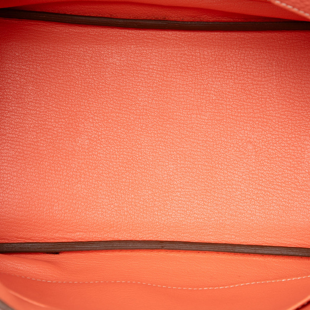 Birkin Handbag Orange Clemence with Palladium Hardware 30
