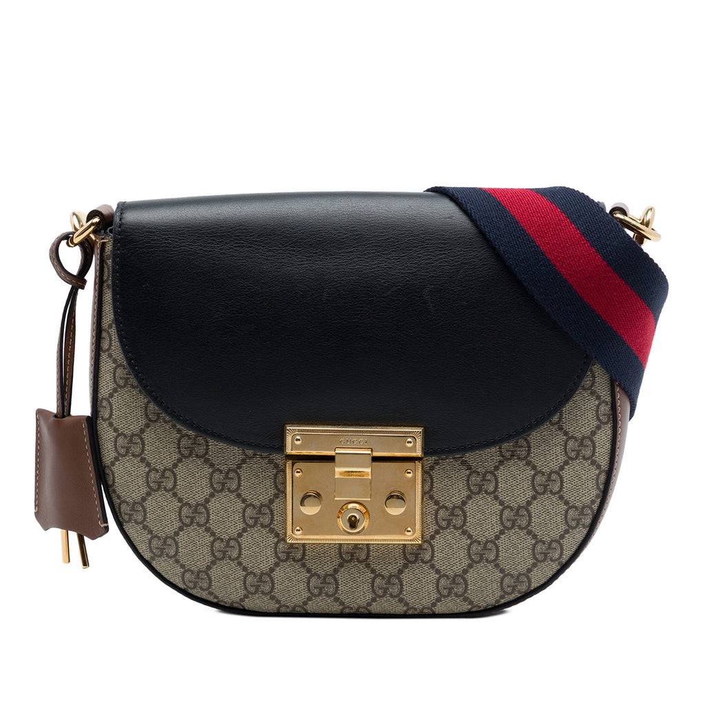 Padlock Saddle Shoulder Bag GG Coated Canvas and Leather Medium