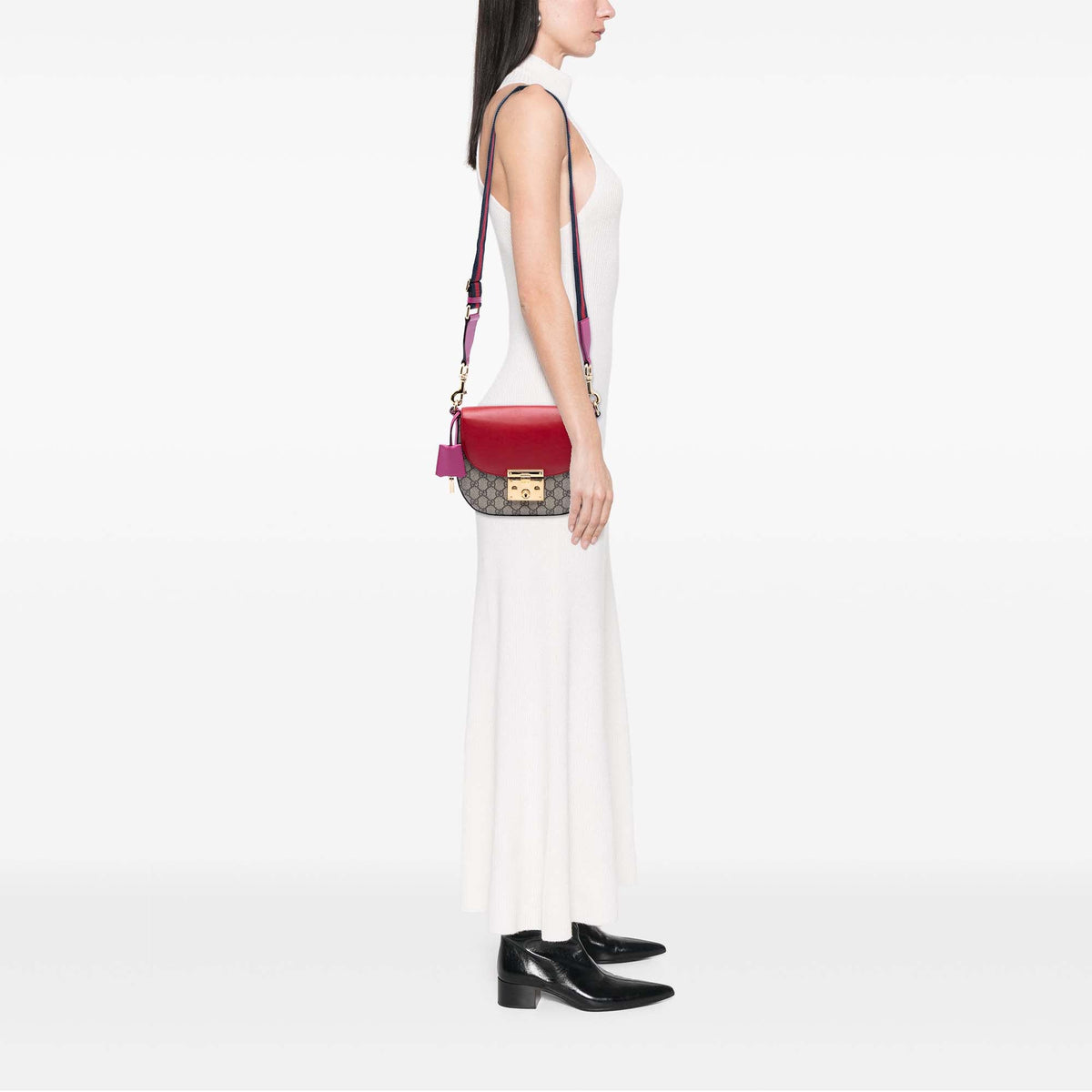 Padlock Saddle Shoulder Bag GG Coated Canvas and Leather Medium