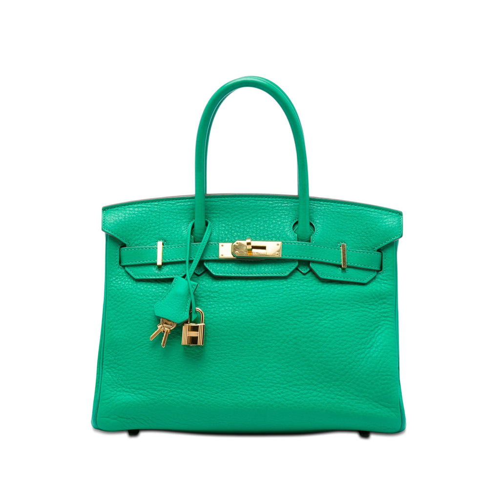 Birkin Handbag Green Clemence with Gold Hardware 30