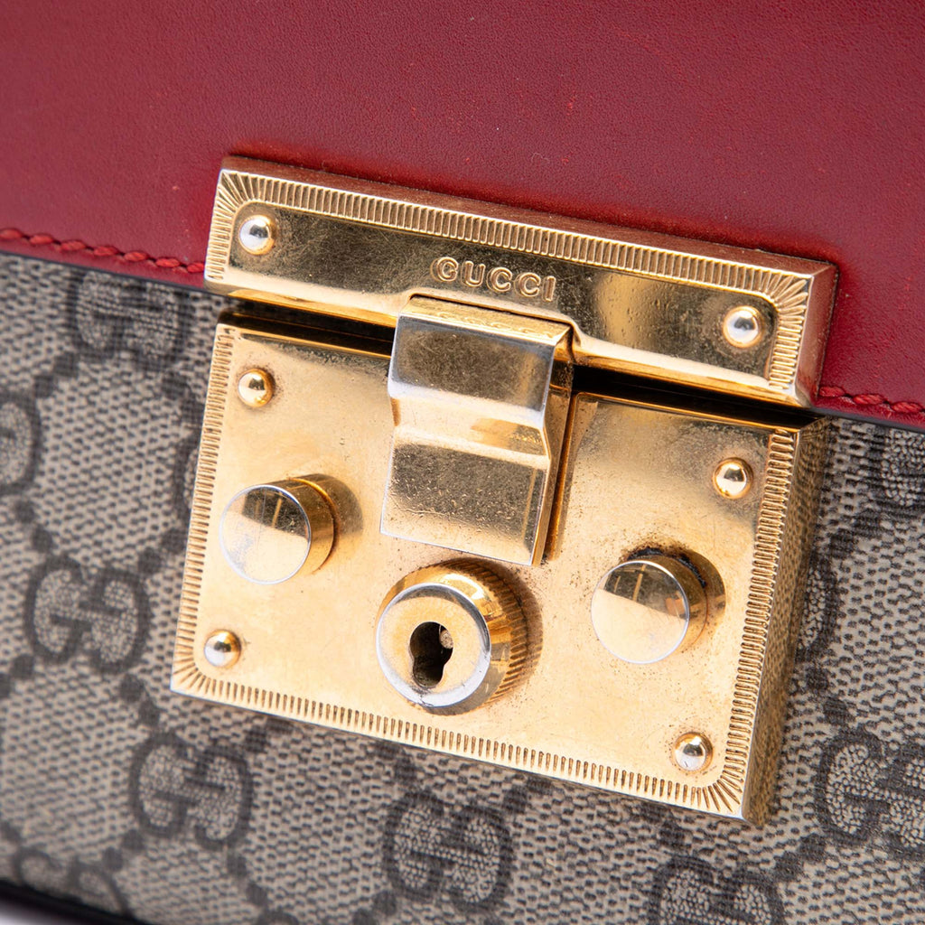 Padlock Shoulder Bag GG Coated Canvas and Leather Small