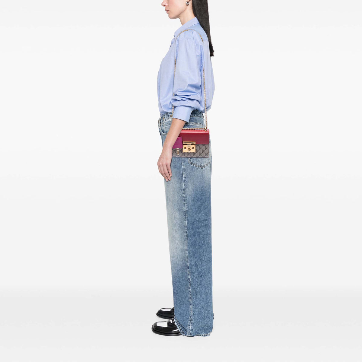 Padlock Shoulder Bag GG Coated Canvas and Leather Small