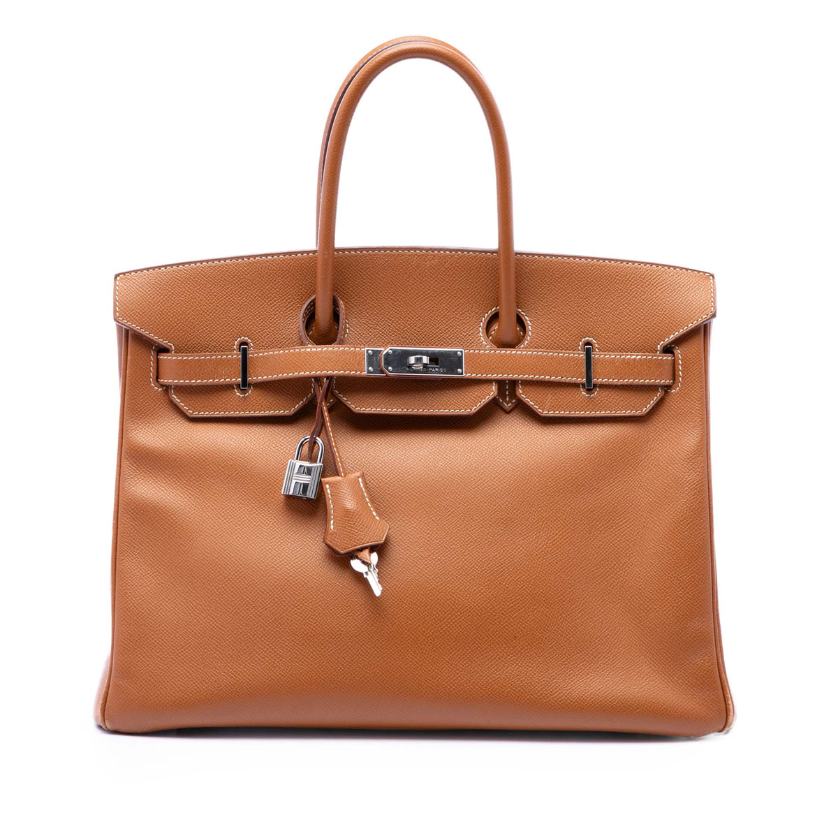 Birkin Handbag Brown Epsom with Palladium Hardware 35