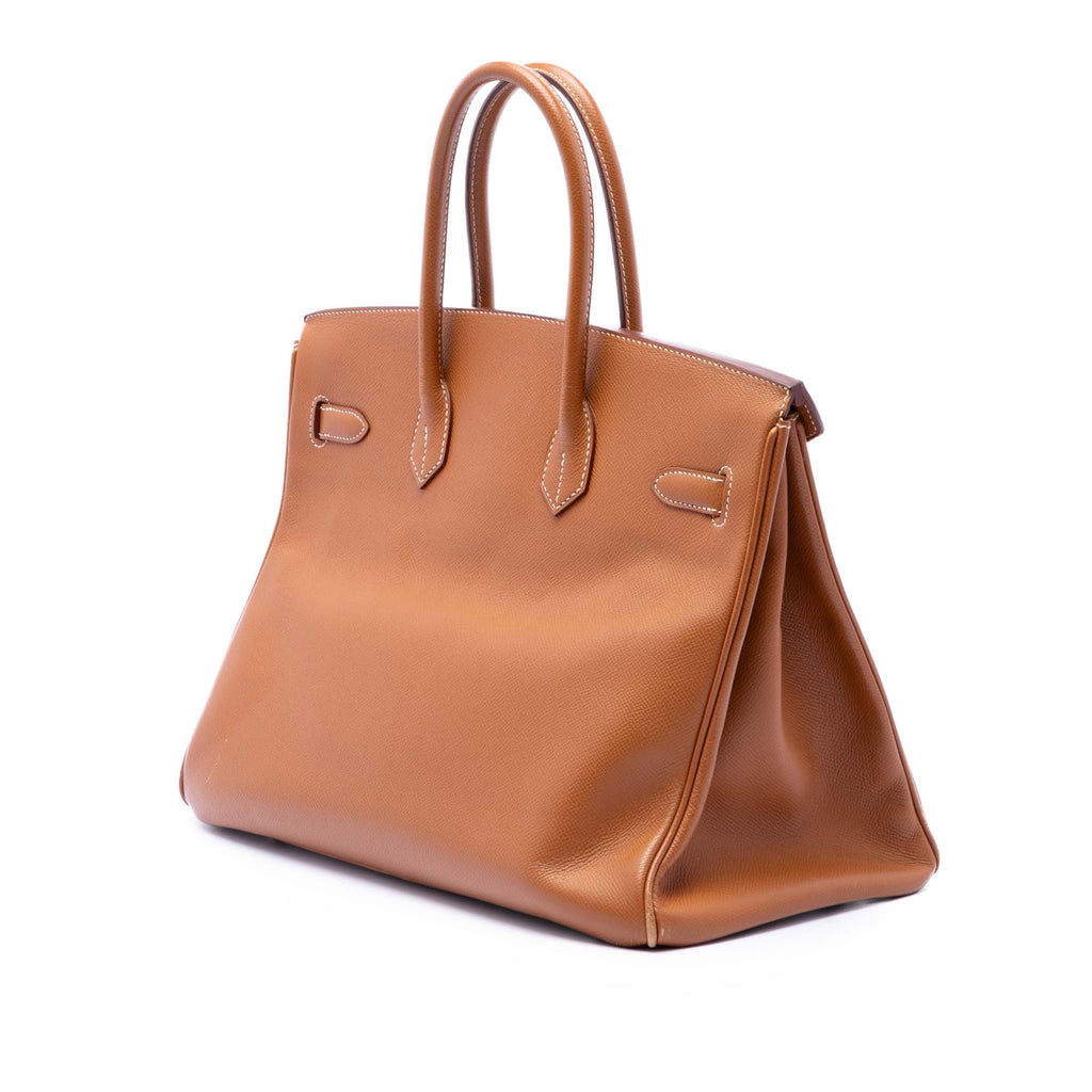 Birkin Handbag Brown Epsom with Palladium Hardware 35