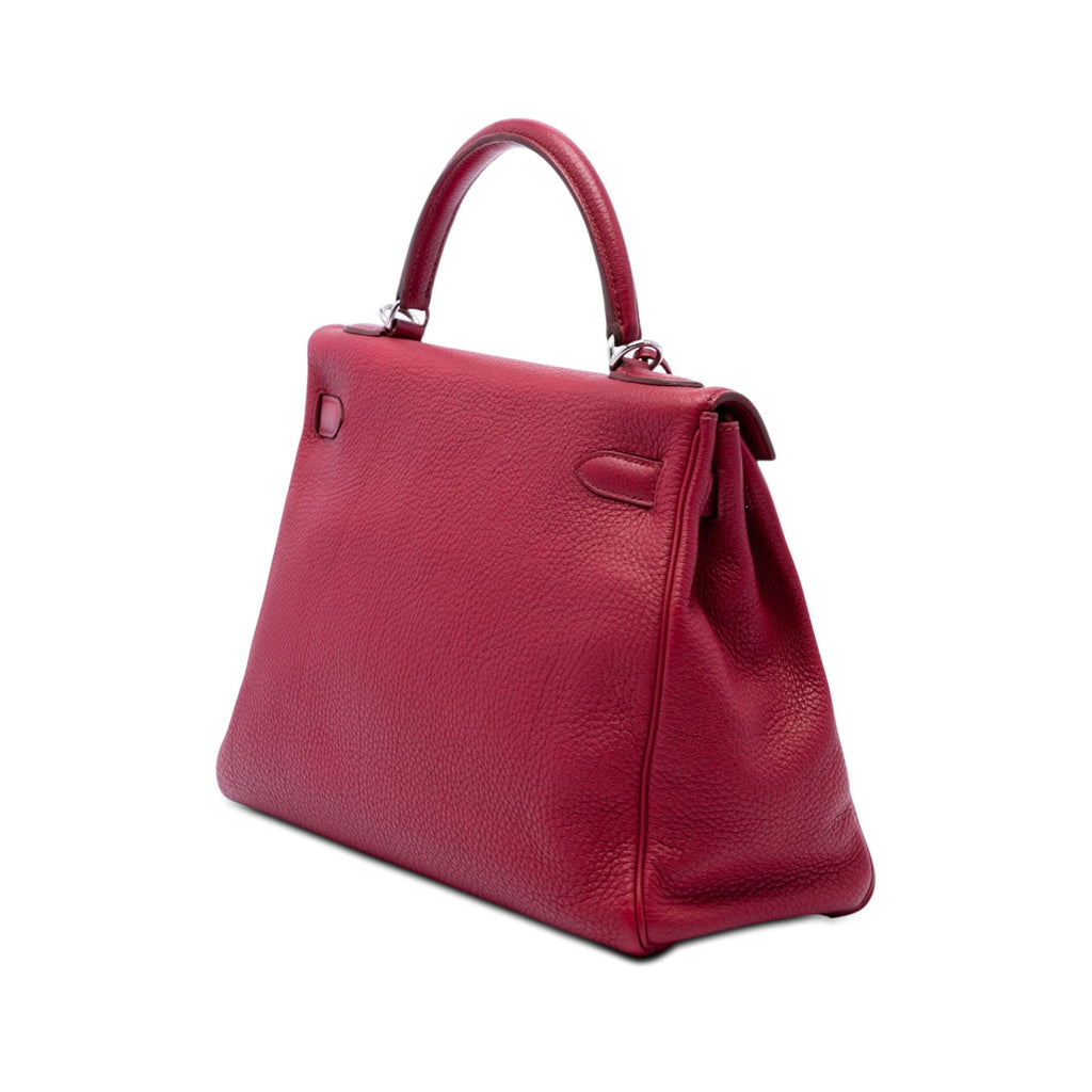 Kelly Handbag Red Togo with Palladium Hardware 32