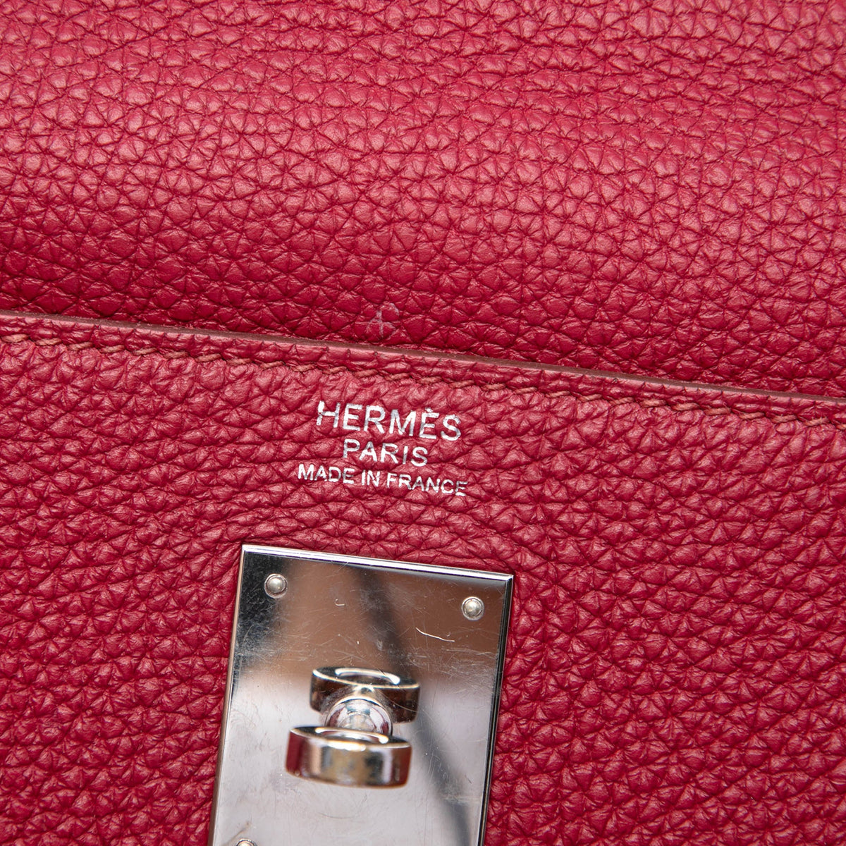 Kelly Handbag Red Togo with Palladium Hardware 32