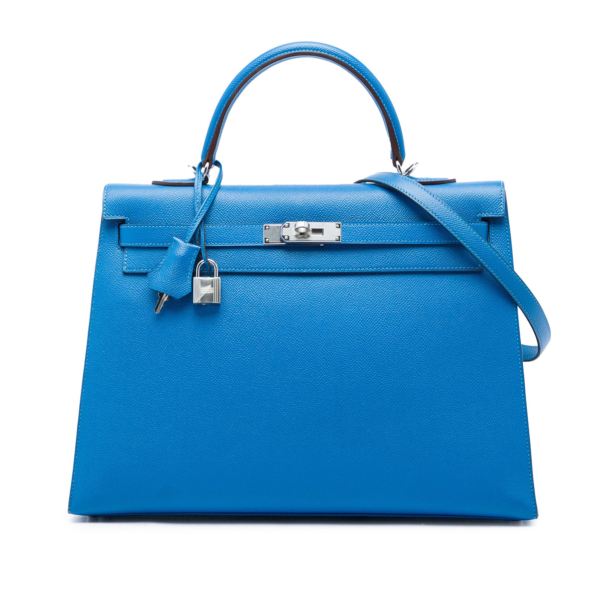 Kelly Handbag Blue Epsom with Palladium Hardware 35