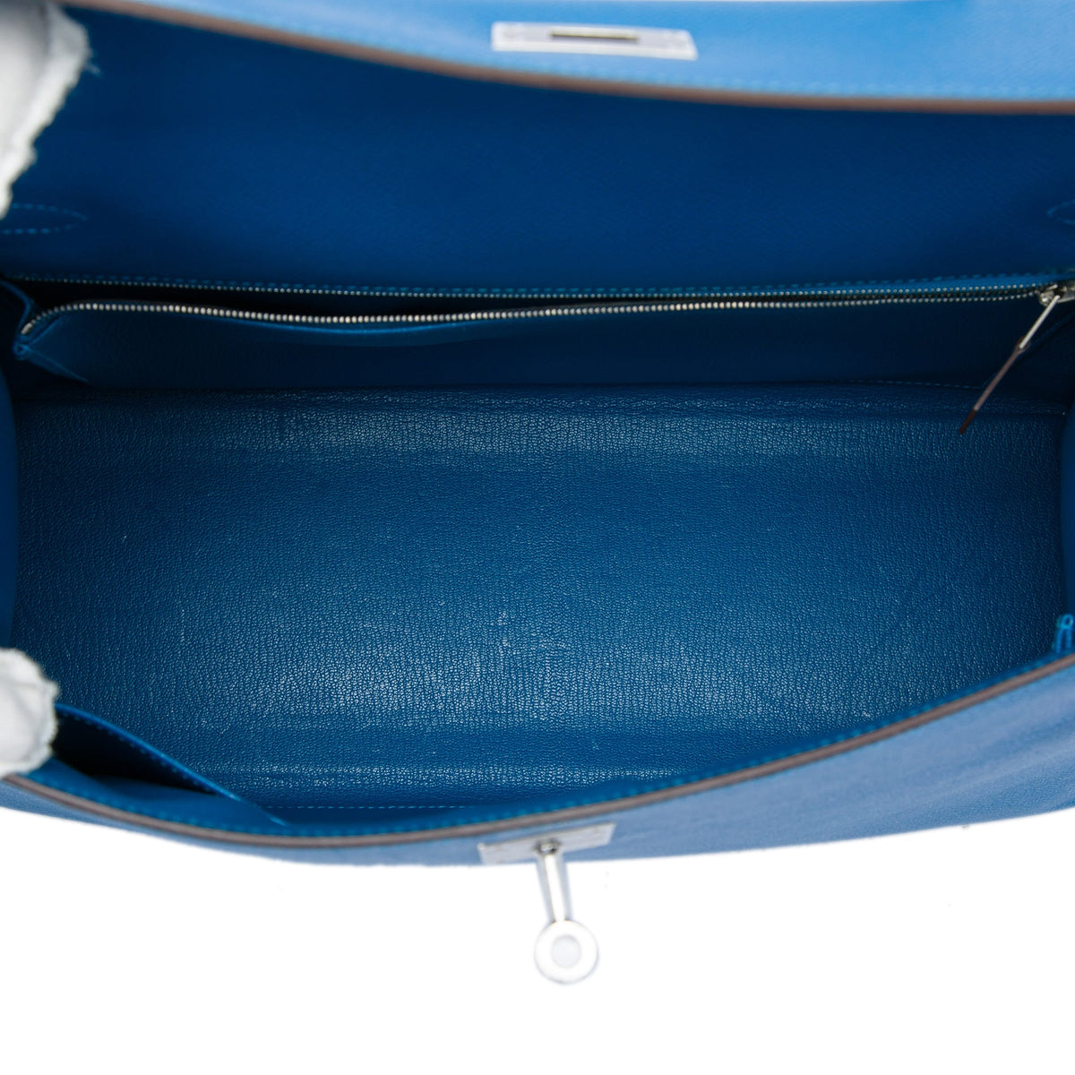 Kelly Handbag Blue Epsom with Palladium Hardware 35