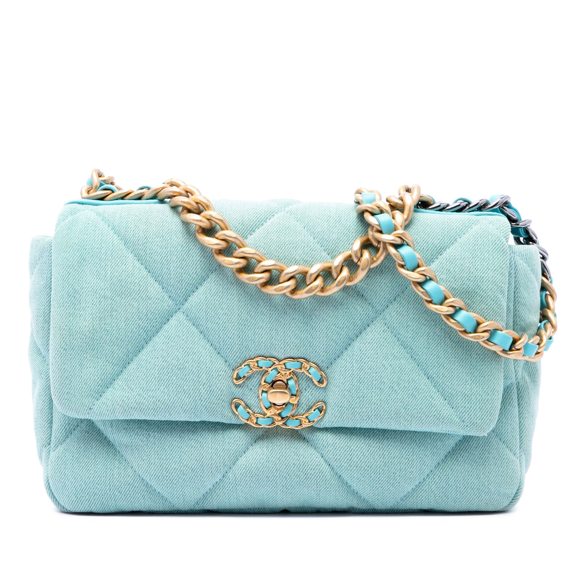 19 Flap Bag Quilted Denim Medium