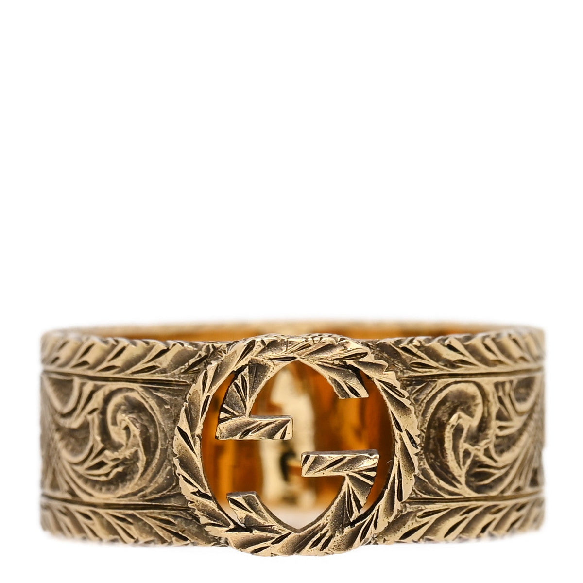 18K Yellow Gold Interlocking G Arabesque Ring 55 7.25
