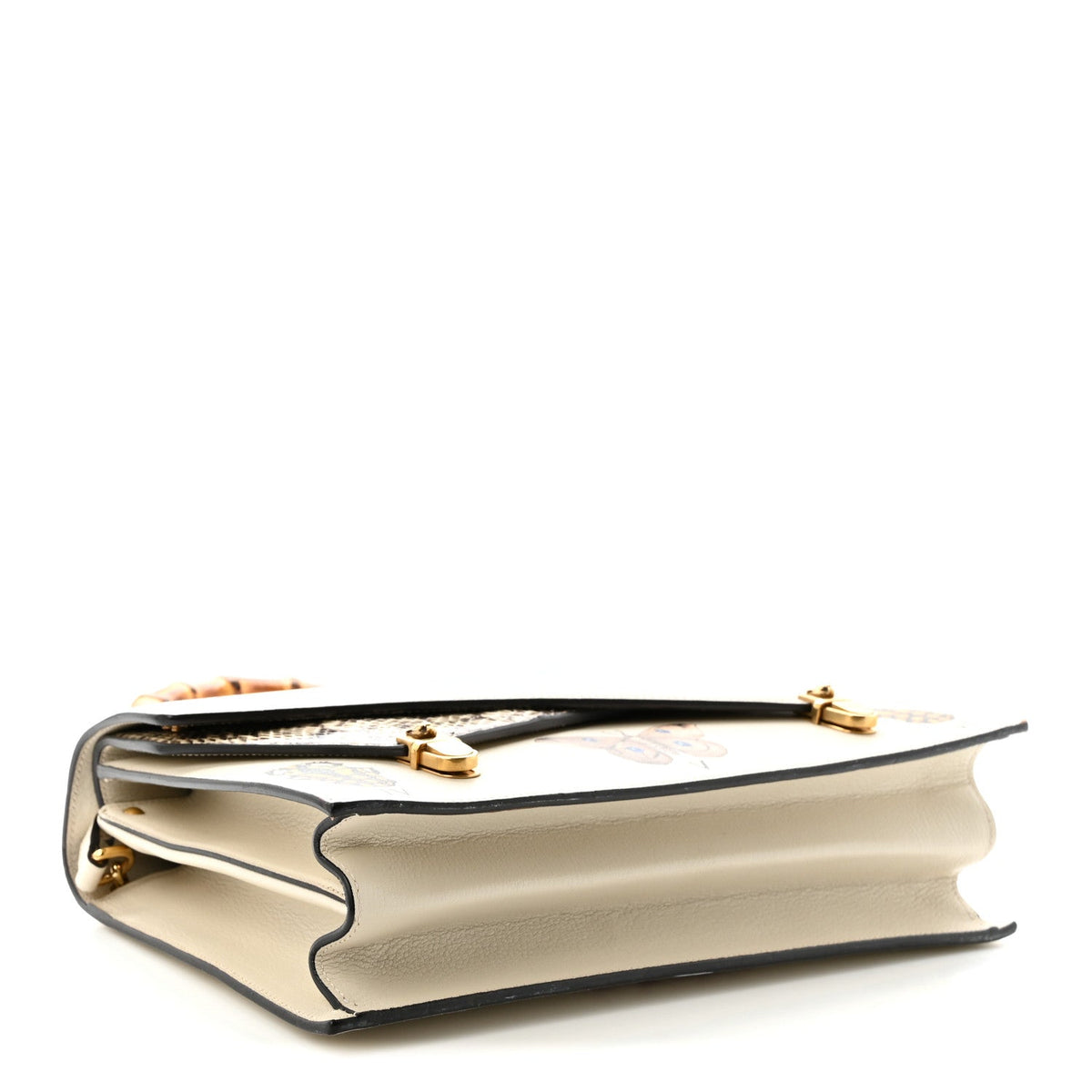Calfskin Snakeskin Studded Medium Ottilia Top Handle Bag White