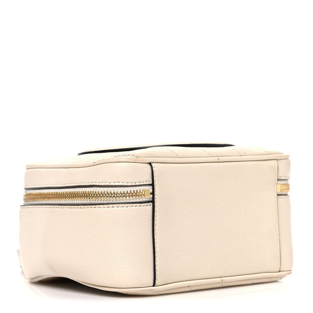 Sakai Be Green Calfskin Diagonal Stitched Blondie Top Handle Bag Mystic White