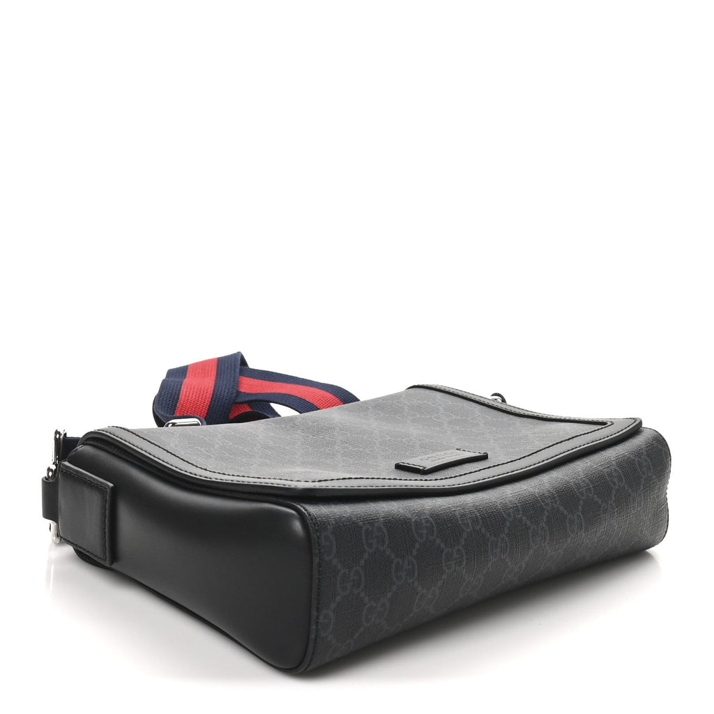 GG Supreme Monogram Appia Calfskin Web Crossbody Bag Black Grey