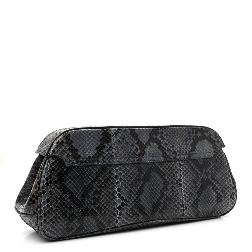 Python Lady Lock Clutch Blue