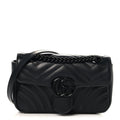 Calfskin Matelasse Monochrome Mini GG Marmont Shoulder Bag Black