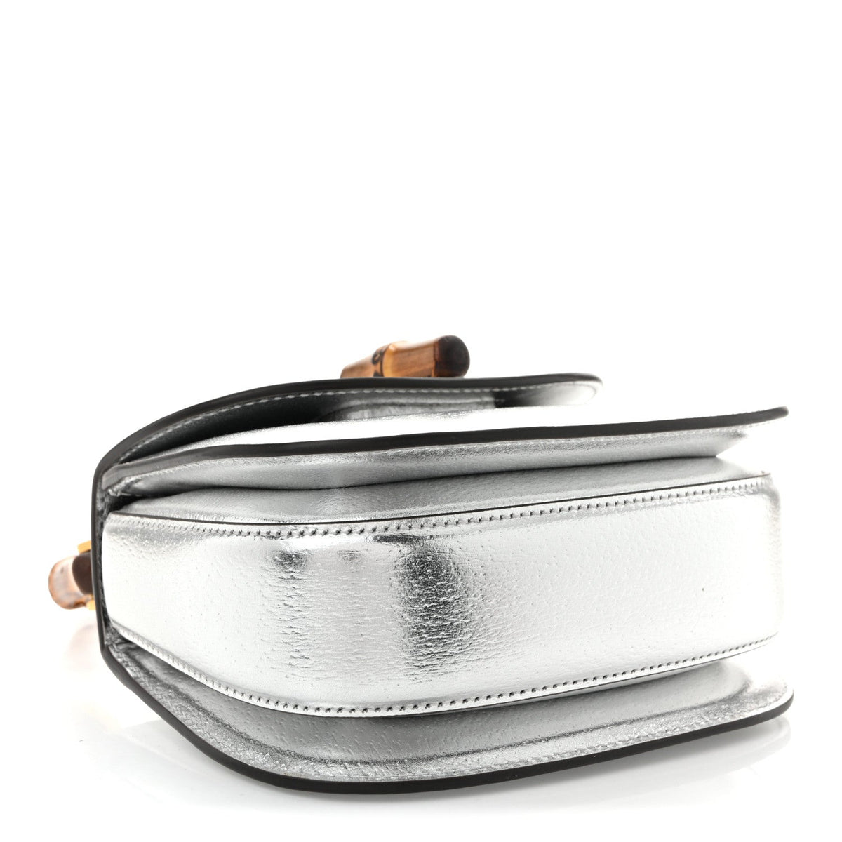 Boarded Dyana Lux Calfskin Mini Bamboo 1947 Top Handle Bag Silver