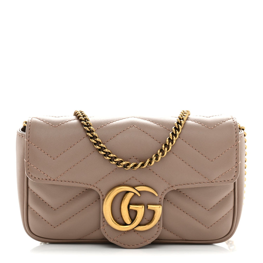 Calfskin Matelasse Super Mini GG Marmont Shoulder Bag Porcelain Rose