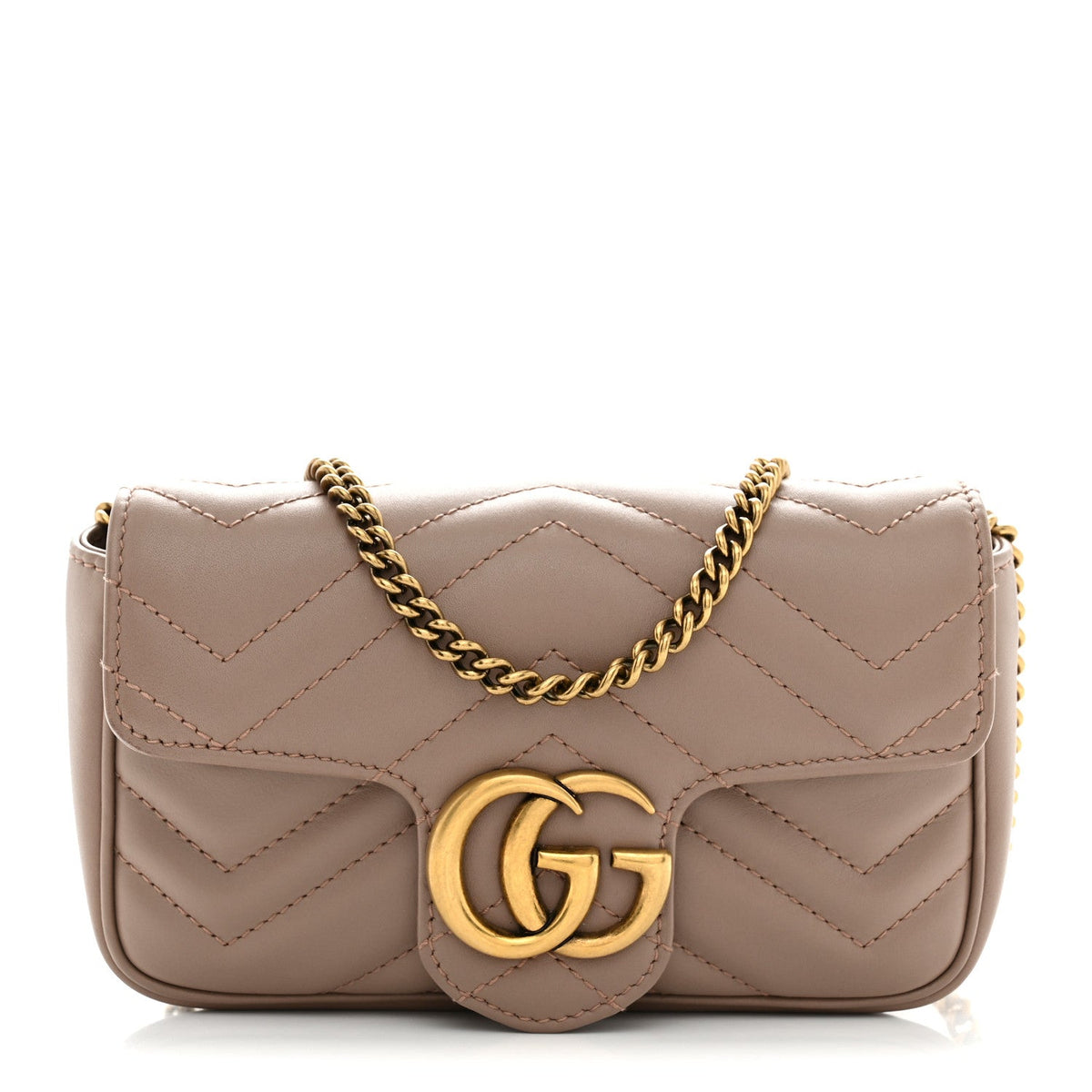 Calfskin Matelasse Super Mini GG Marmont Shoulder Bag Porcelain Rose