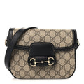 GG Supreme Monogram Horsebit 1955 Soft Small Shoulder Bag Beige Black