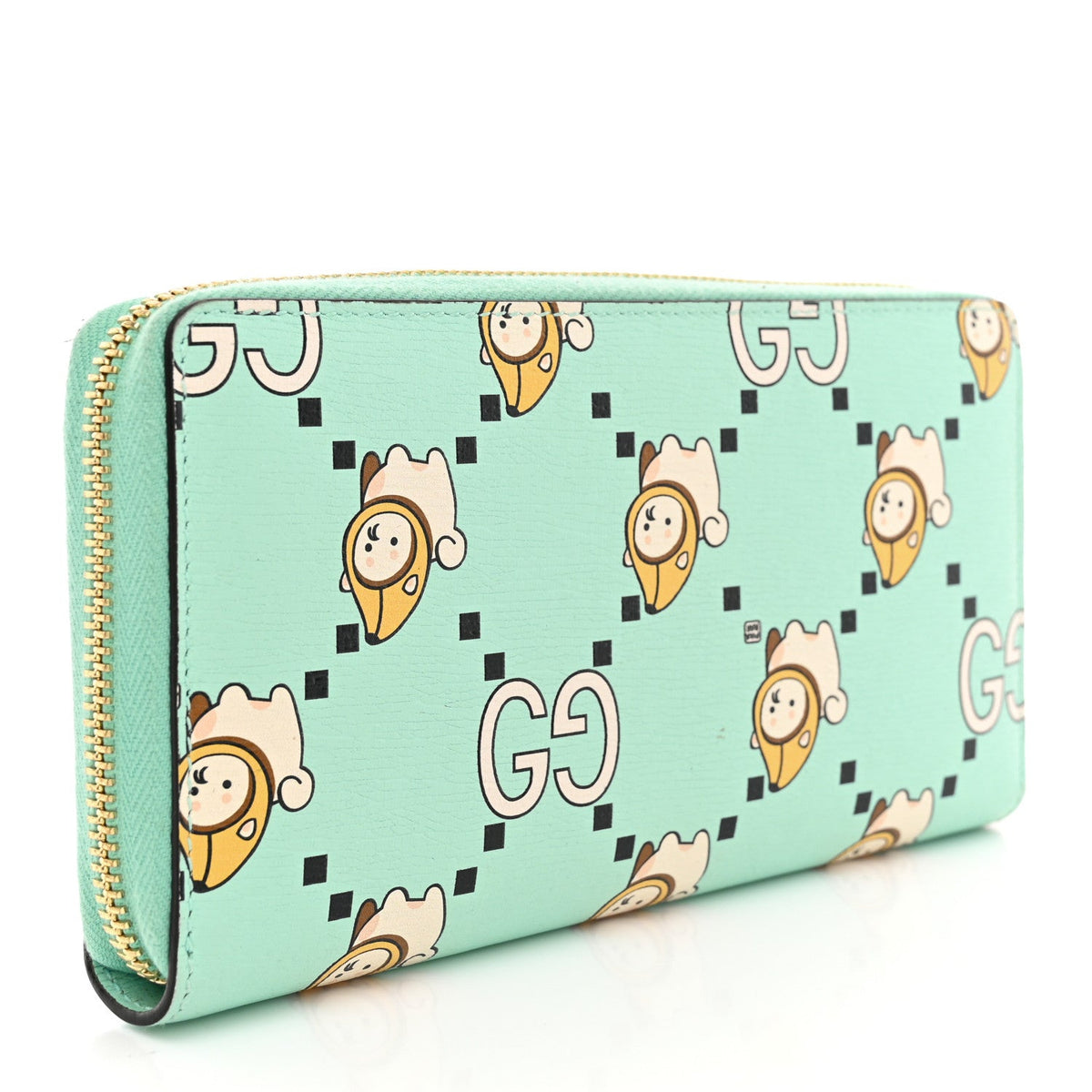 X PIKARAR Textured Dollar Calfskin Animal Print Zip Around Wallet Green