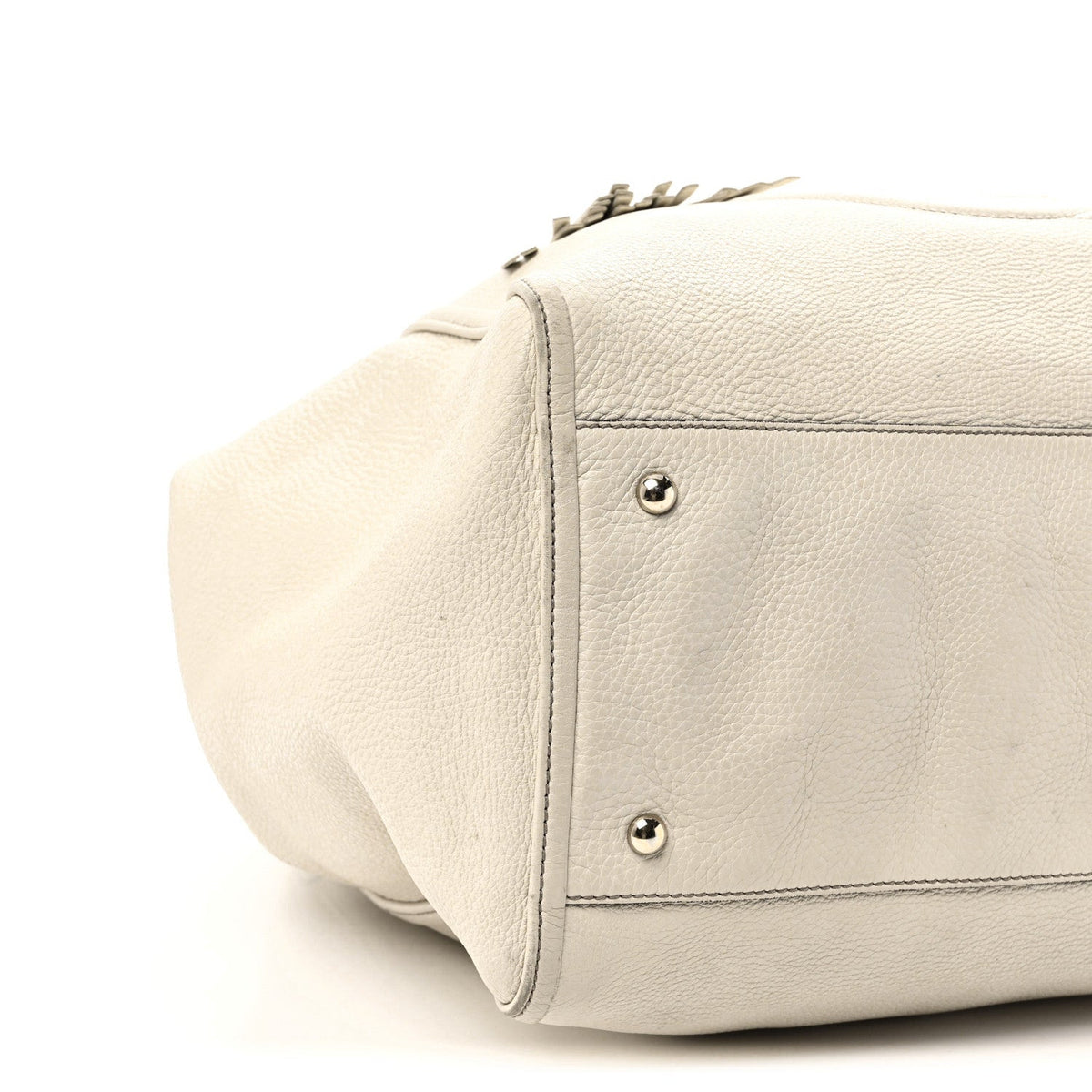 Pebbled Calfskin Large Soho Shoulder Bag Off White
