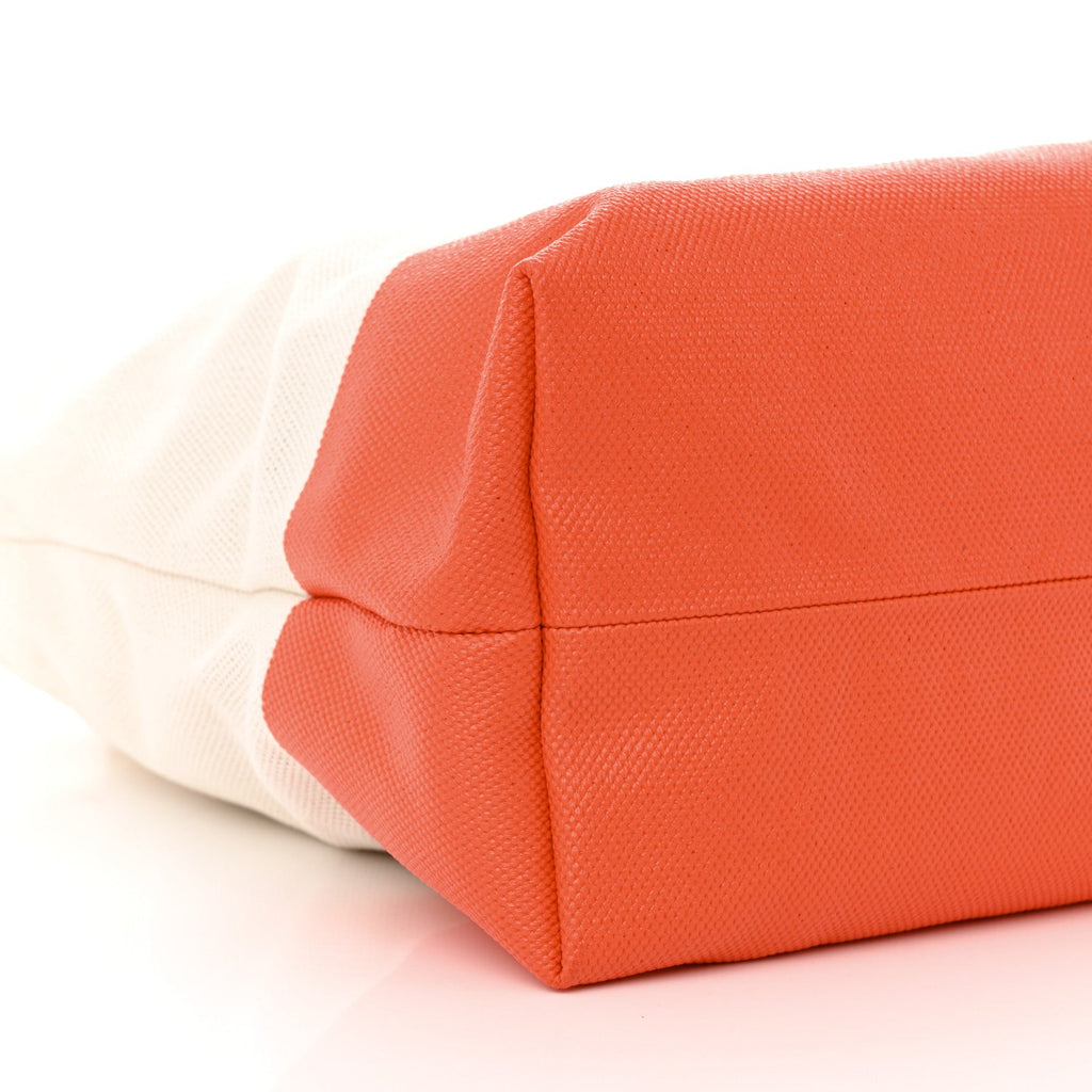 Canvas Logo Embossed Black Tote Natural Orange