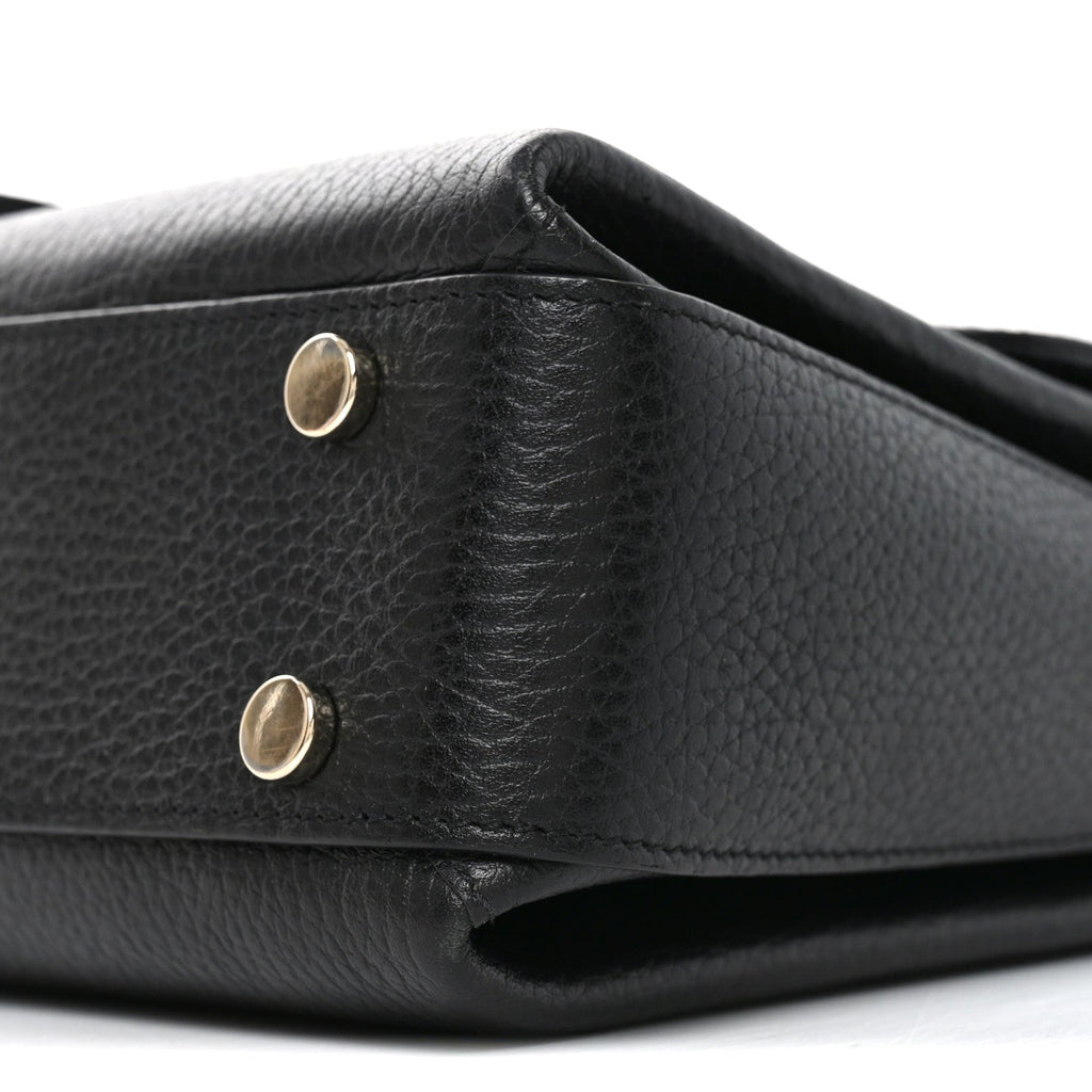 Dollar Calfskin Interlocking G Top Handle Shoulder Bag Black
