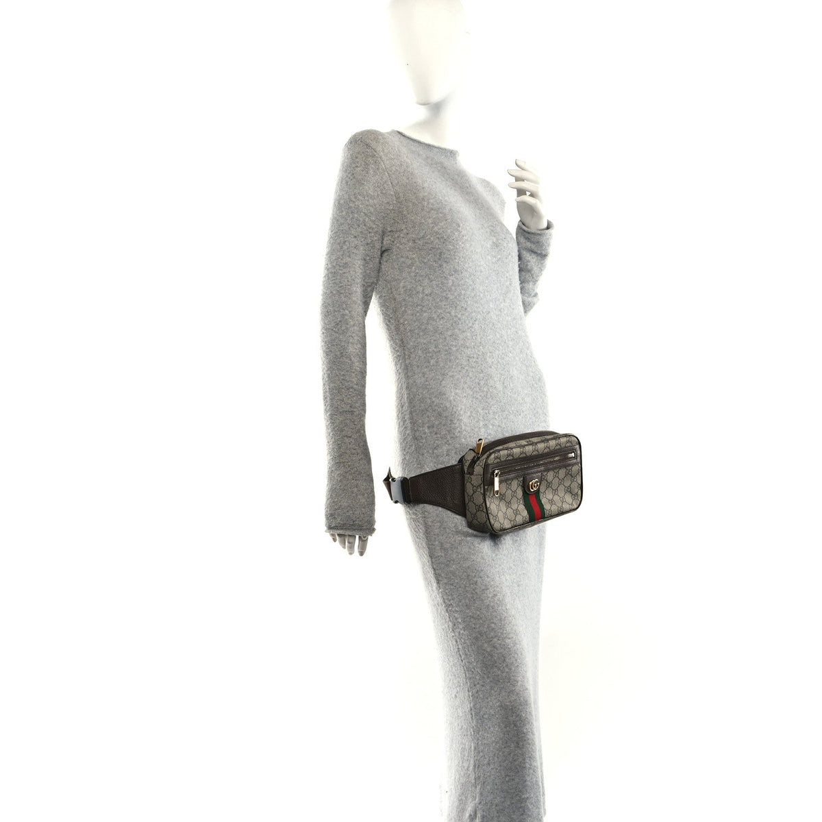 Soft GG Supreme Monogram Medium Ophidia Belt Bag Dark Brown