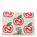 Calfskin Matelasse Diagonal GG Apple GG Marmont Card Case Wallet Ivory