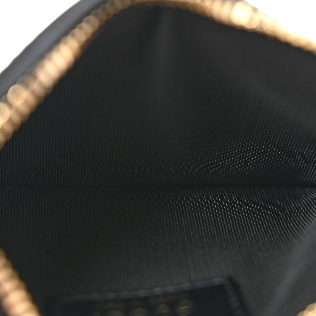 Patent Calfskin Bamboo Key Pouch Black