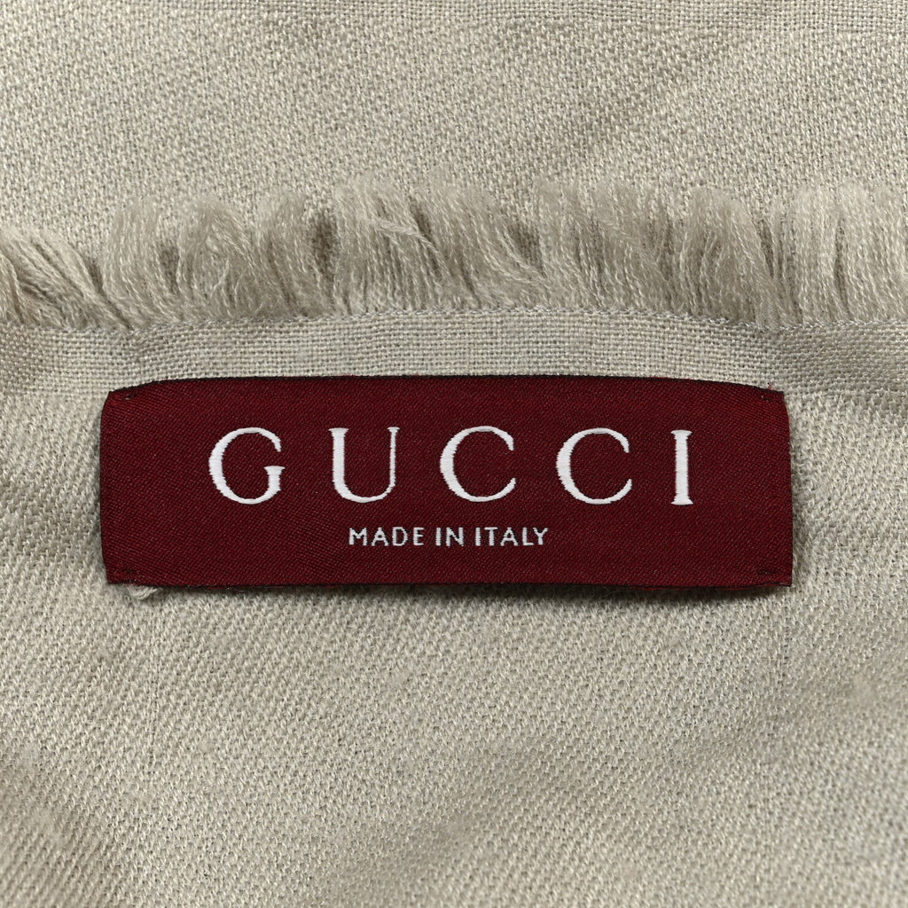 Wool Silk Jacquard GG Monogram Square Shawl Grey