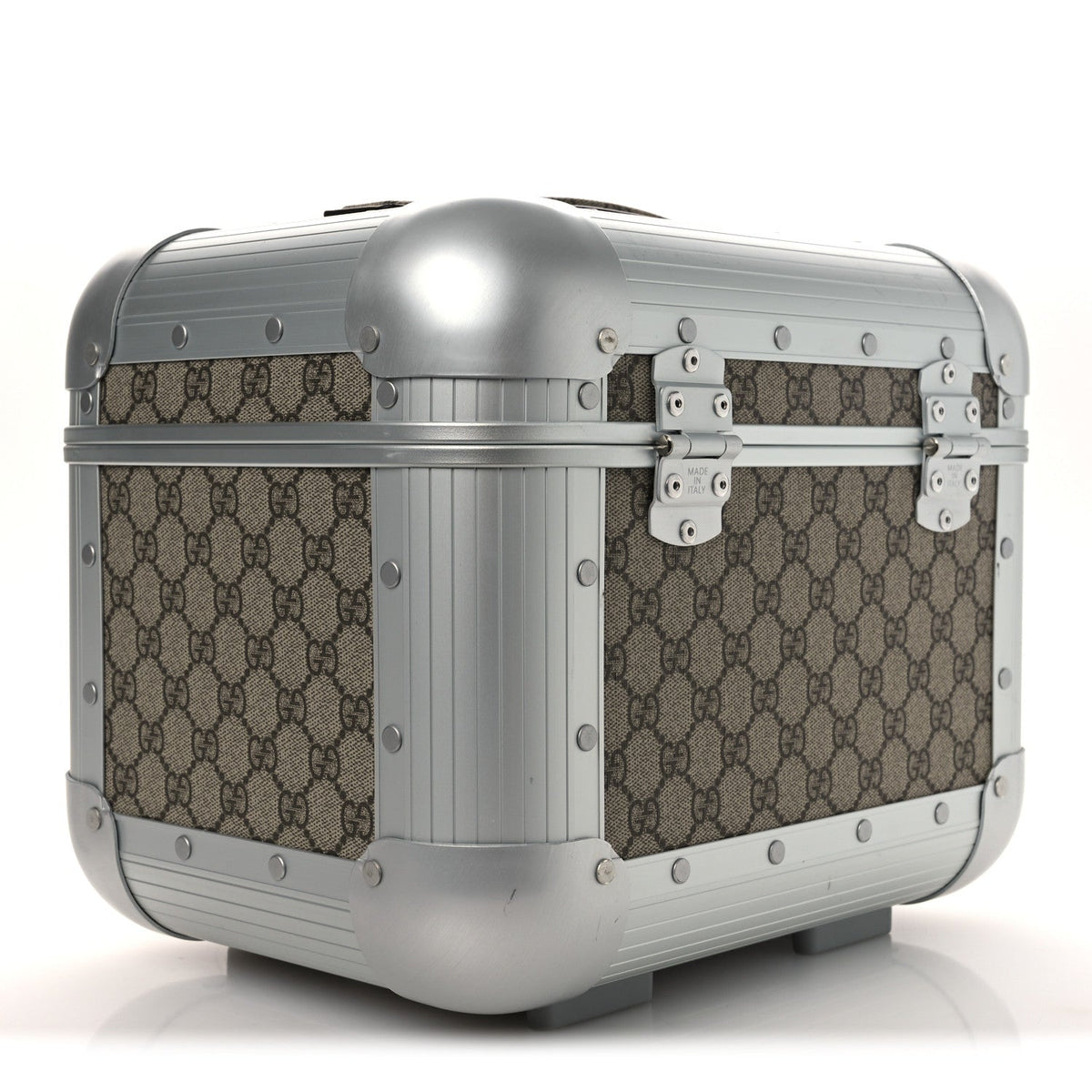 GG Supreme Monogram Aluminum Porter Beauty Case Silver