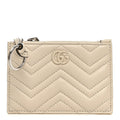 Lambskin Matelasse Monochrome GG Marmont Zip Key Pouch New Ivoire