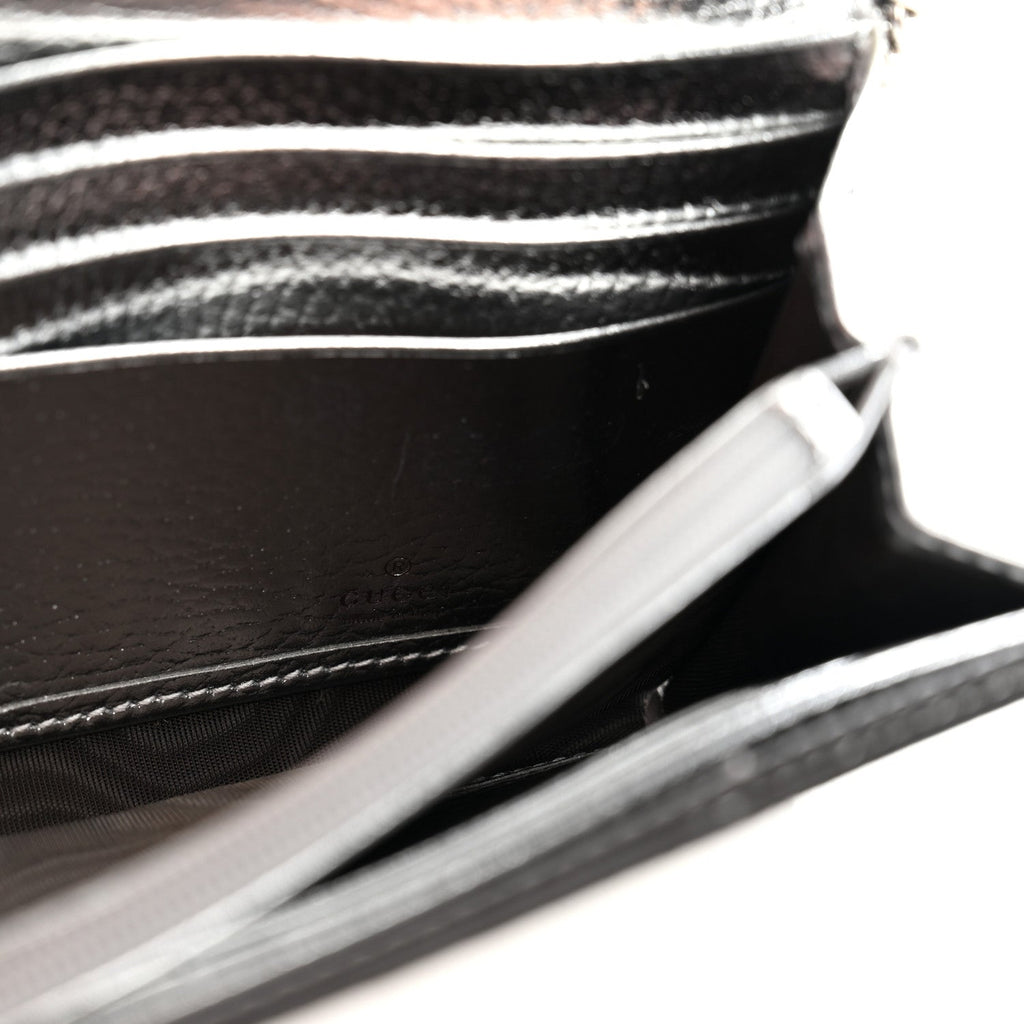 Metallic Calfskin GG Supreme Monogram Petite GG Marmont Wallet Chain Bag Silver Beige Ebony