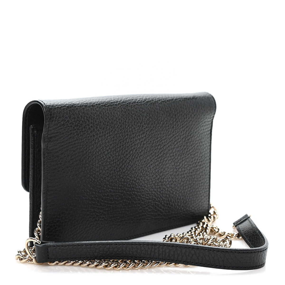 Dollar Calfskin Interlocking G Chain Wallet Black