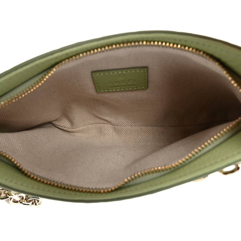 GG Grainy Calfskin Emblem Super Mini Shoulder Bag Sage Leaf
