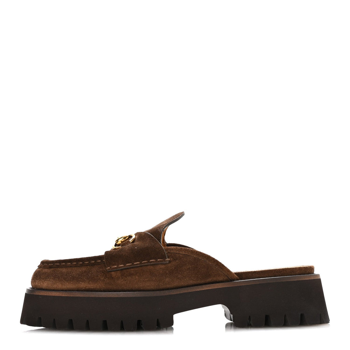 Suede Horsebit Platform Mules 40 Washed Brown