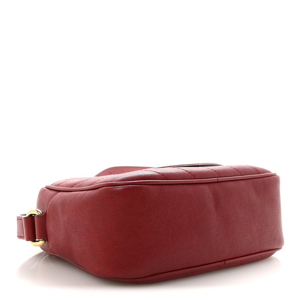 Sakai Be Green Calfskin Diagonal Stitched Small Blondie Shoulder Bag Rosso