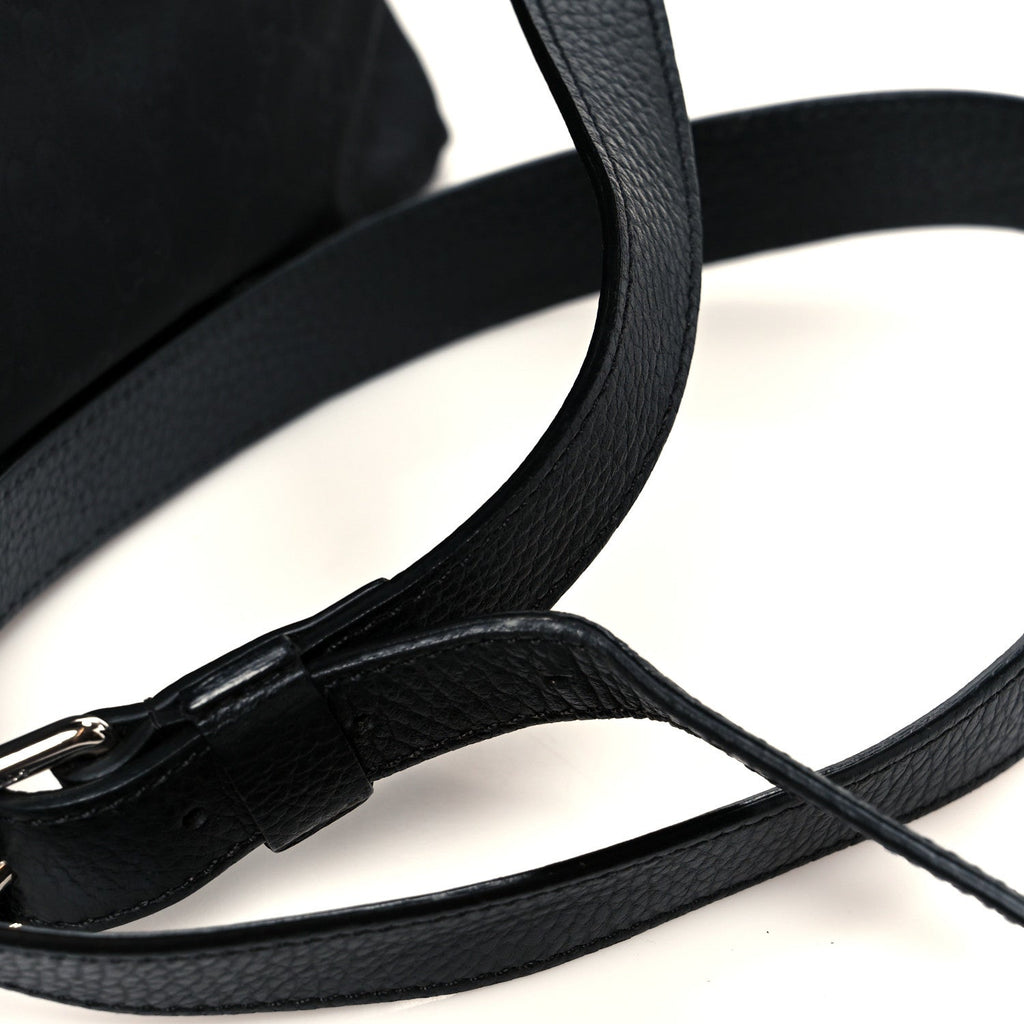 Nylon Monogram Dollar Calfskin Flat Messenger Bag Black