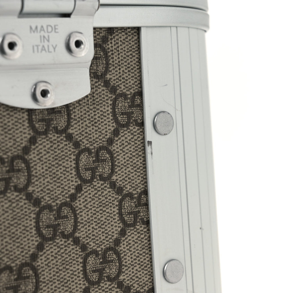 GG Supreme Monogram Aluminum Porter Beauty Case Silver