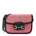 Lanzo Stretch Cord Azalea Calfskin Horsebit 1955 Shoulder Bag Lipstick Rose Blue