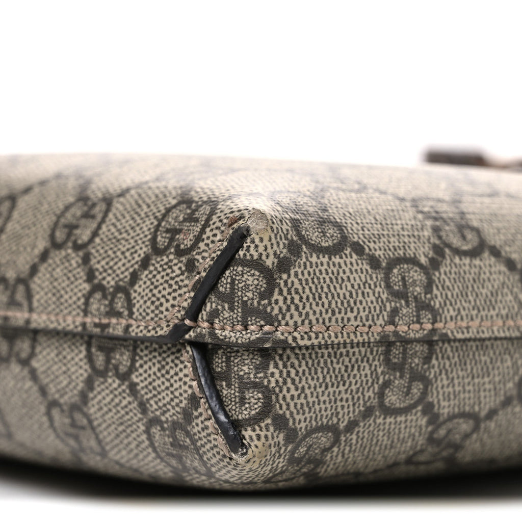 GG Supreme Monogram Azalea Calfskin Retro Interlocking G Wristlet Messenger Bag Beige Ebony Brown Sugar