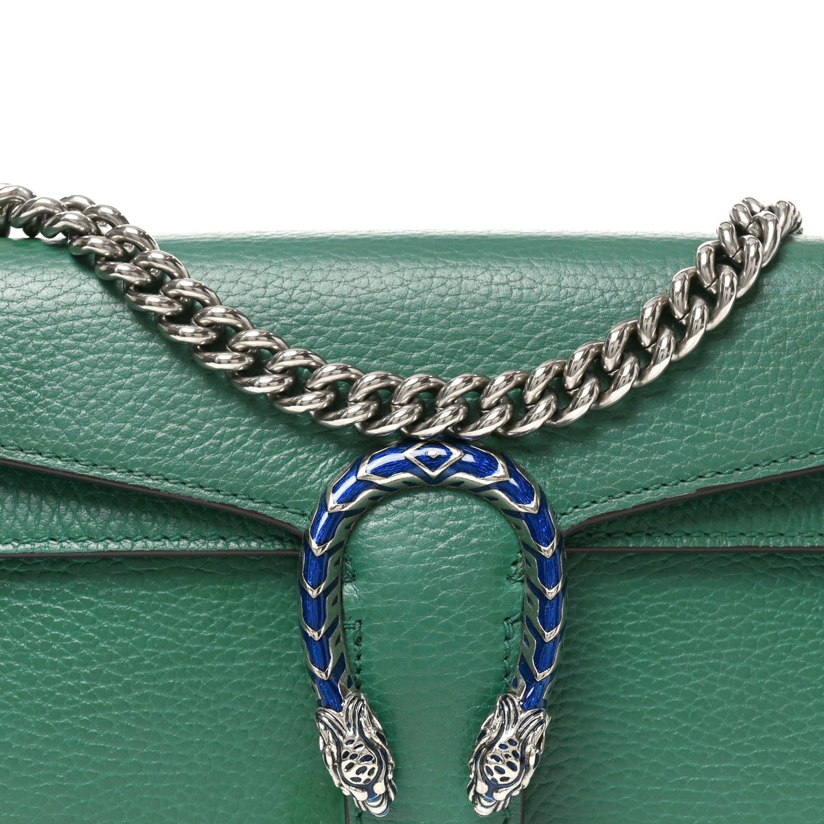 Dollar Calfskin Enamel Small Dionysus Shoulder Bag Emerald Electric Blue