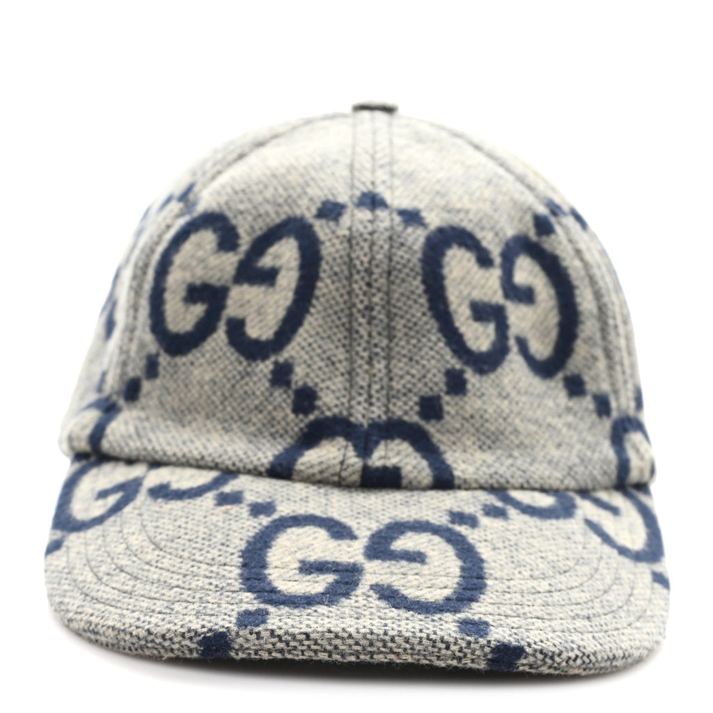 Wool Monogram Jumbo GG Antonio Baseball Hat M Grey