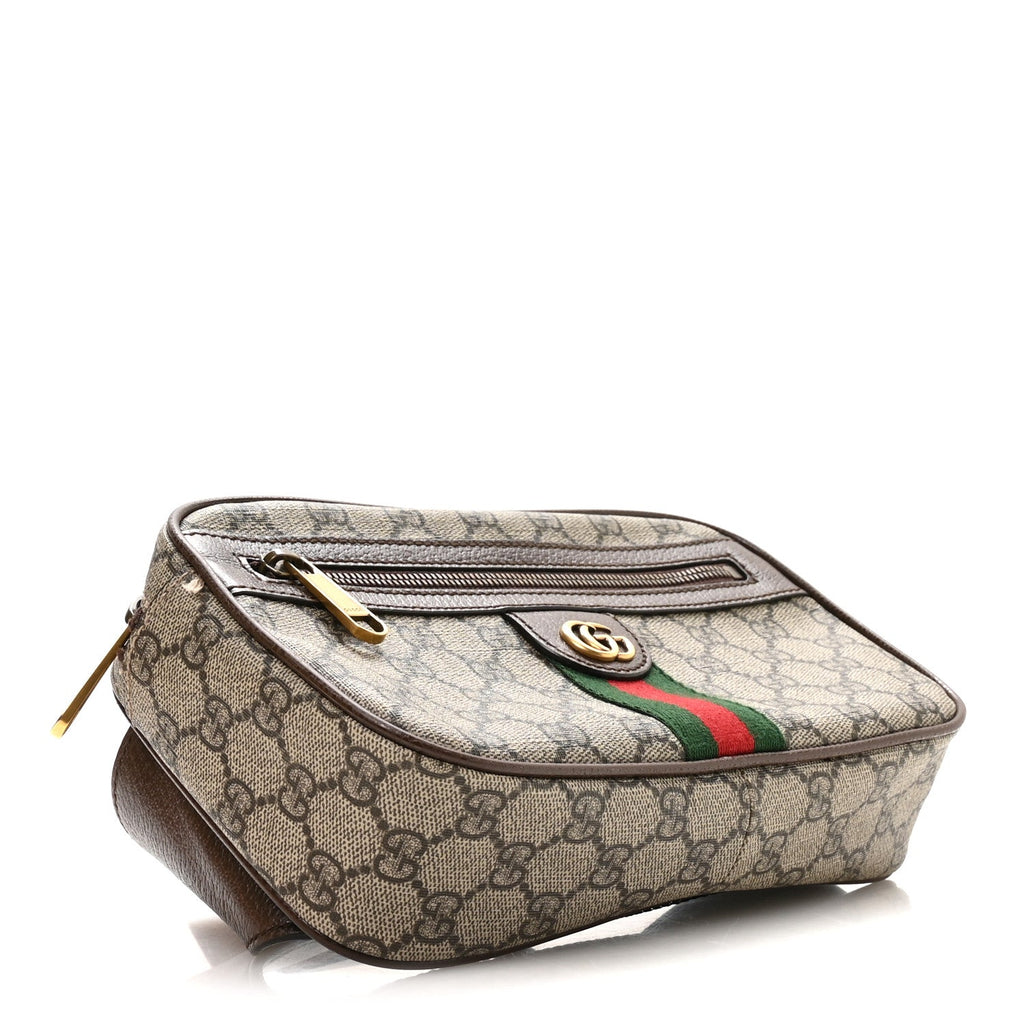 Soft GG Supreme Monogram Medium Ophidia Belt Bag Dark Brown