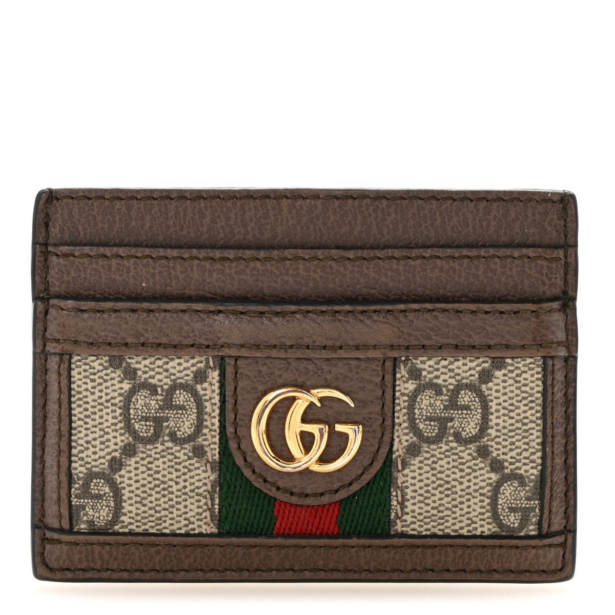GG Supreme Monogram Textured Dollar Calfskin Ophidia Card Holder Beige Ebony New Acero