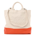 Canvas Logo Embossed Black Tote Natural Orange