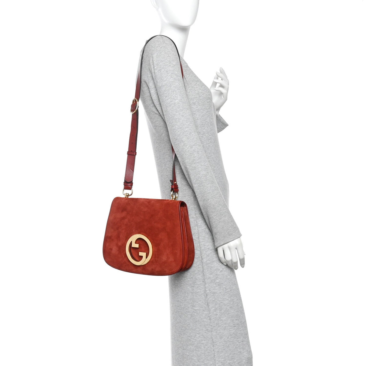 Suede Talco Roxy Calfskin Web Medium Blondie Shoulder Flap Bag Blondie Red
