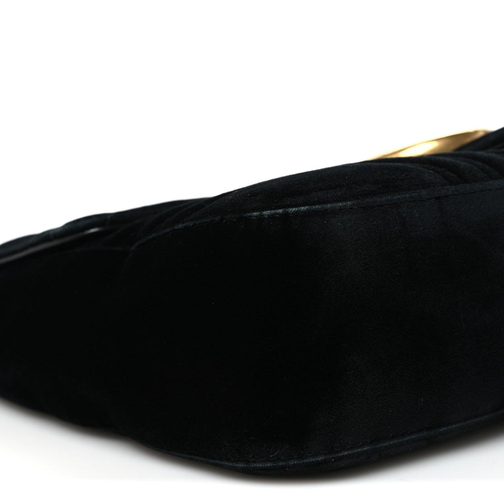 Velvet Matelasse Medium GG Marmont Shoulder Bag Black